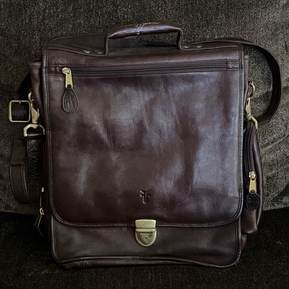 Frye Other - FRYE Men’s Messenger Top Handle Leather Bag Dark Brown Color